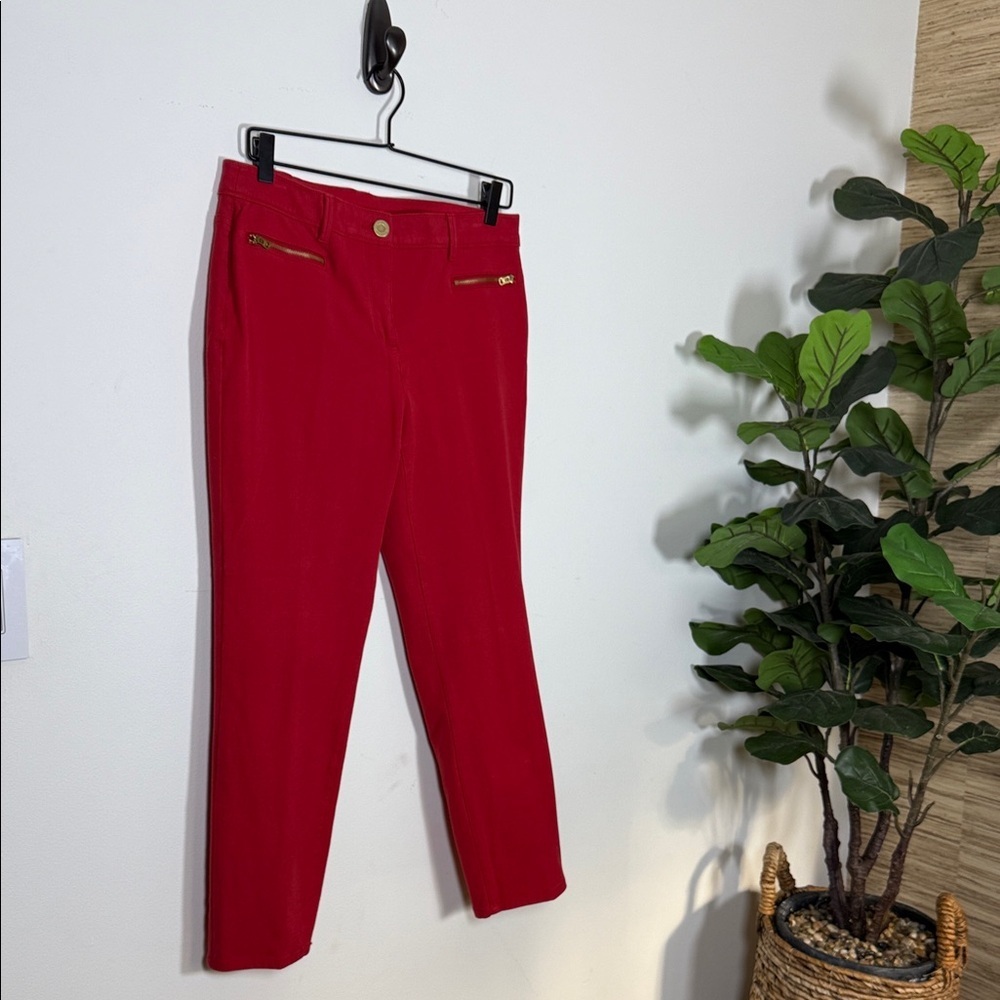 Chicos Womens‎ Red Slimming Straight Leg Pants Sz 6 Crop Casual Classic Workwear
